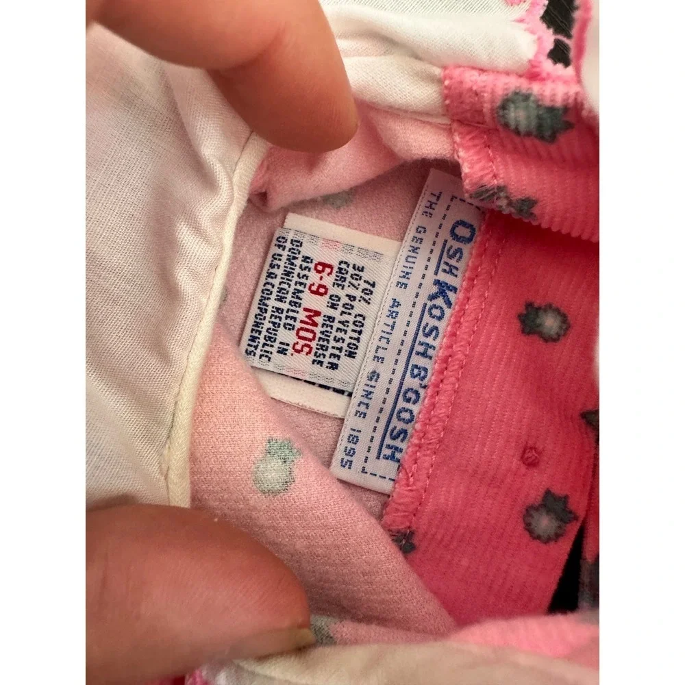 Vintage OshKosh Bgosh Pink CorduroyRomper 12 Months Made USA Peter Pan